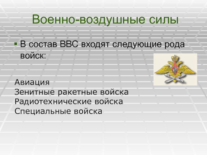 Военно воздушные силы входят в состав. Состав военно-воздушных сил. Что входит в ВВС.