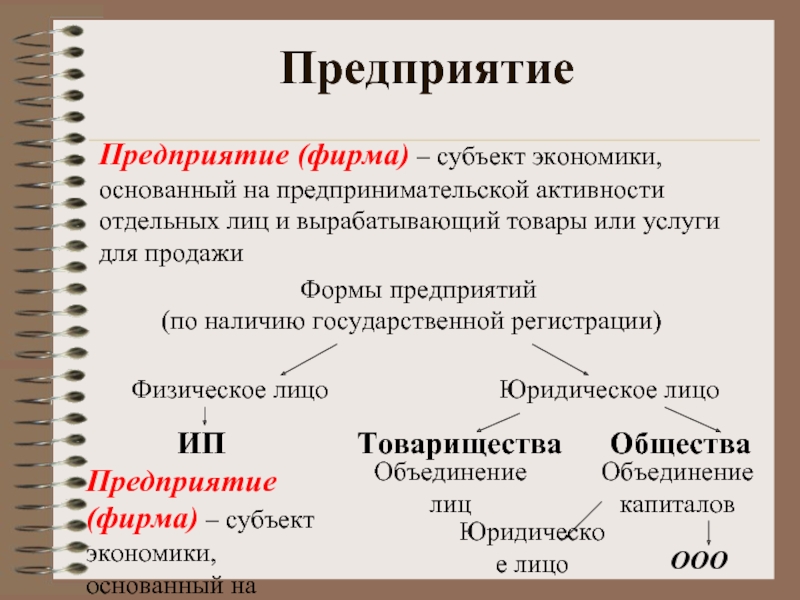 Три основных признака предприятия как субъекта экономики