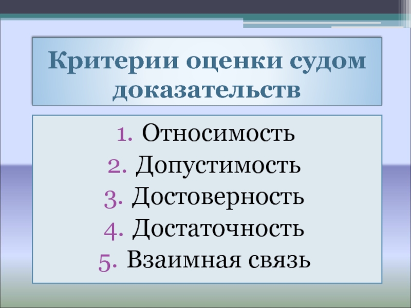 Относимость доказательств презентация