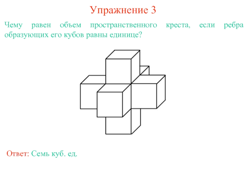 Объем фигуры равен. Объём пространственного Креста из единичных кубов. Чему равен объем пространственного Креста. Найдите объем пространственного Креста. Площадь поверхности пространственного Креста.