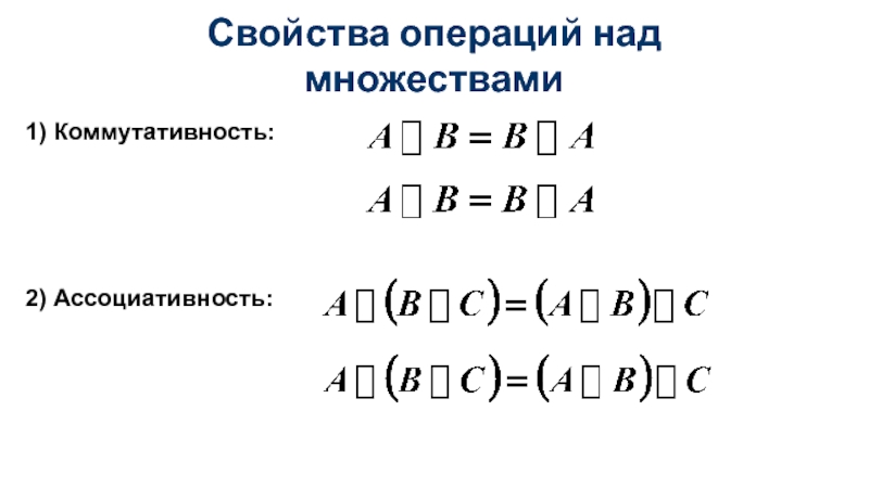 Свойства коммутативности и ассоциативности