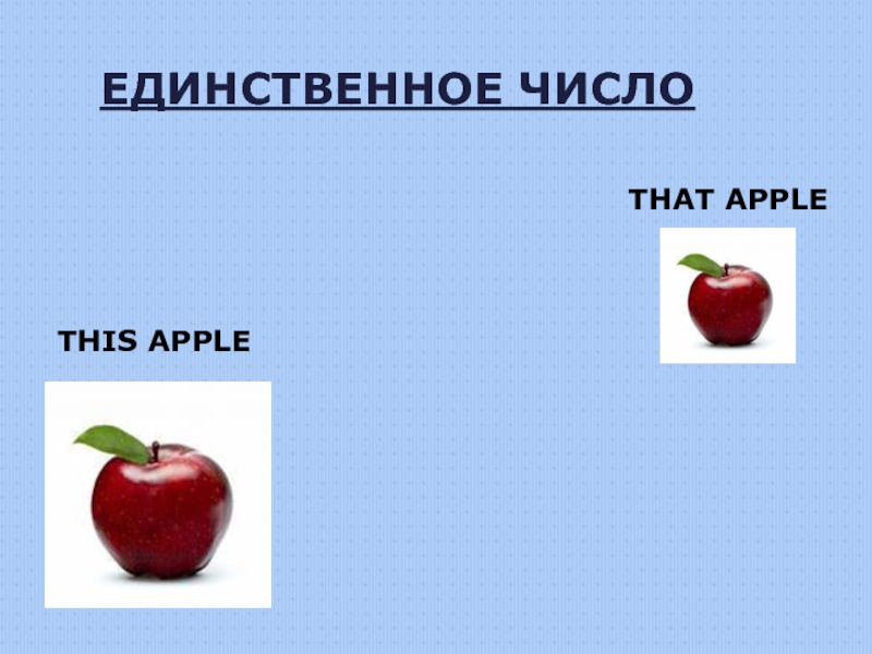 1 this is apple. A Apple в единственное число. That Apple.