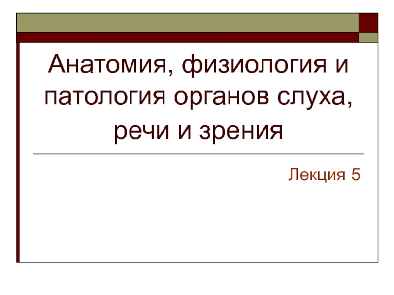 Анатомия, физиология и патология органов слуха, речи и зрения