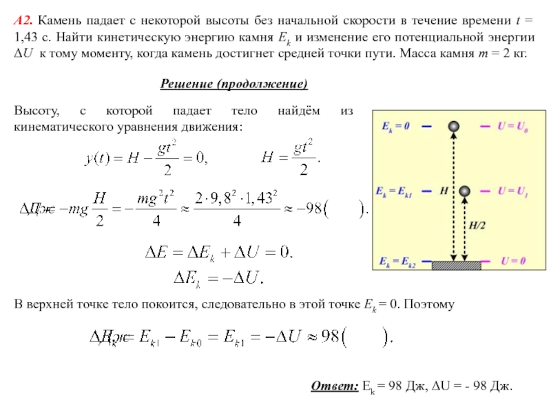 Тело свободно падает из состояния покоя