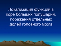 Локализация функций в коре больших полушарий, поражения (дополн) 