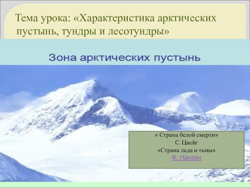 Характеристика арктических пустынь, тундры и лесотундры 8 класс