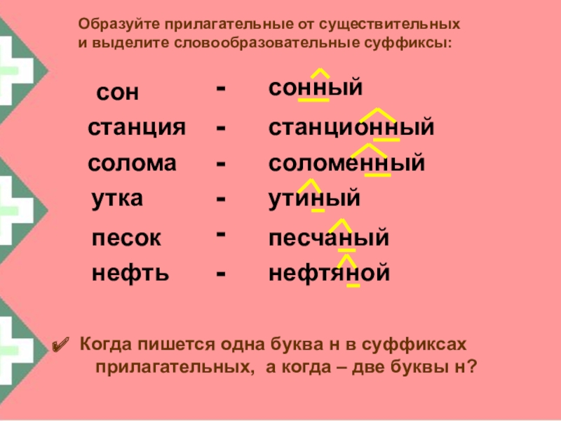 Старинная картина в прилагательном образованном при помощи суффикса н от существительного с основой