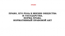 Право, его роль в жизни общества и государства. Норма права. Нормативный