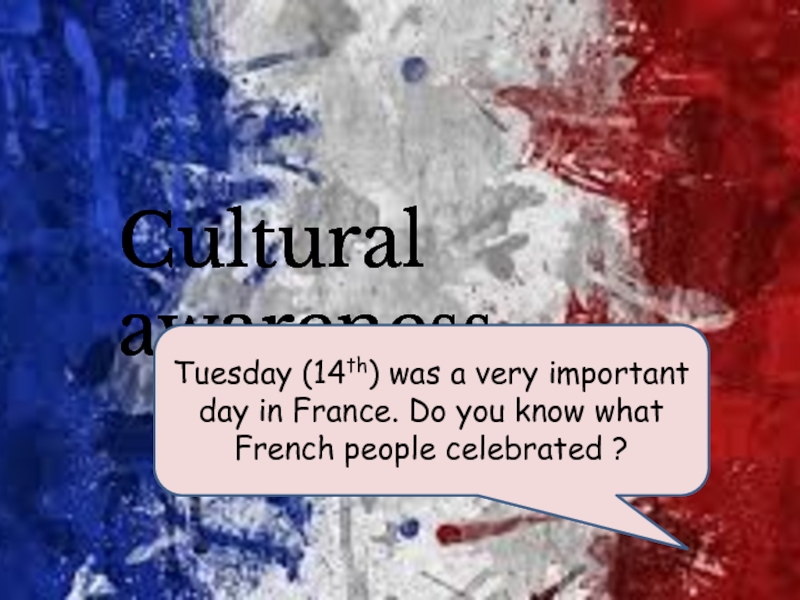 Cultural awareness
Tuesday (14 th ) was a very important day in France. Do you