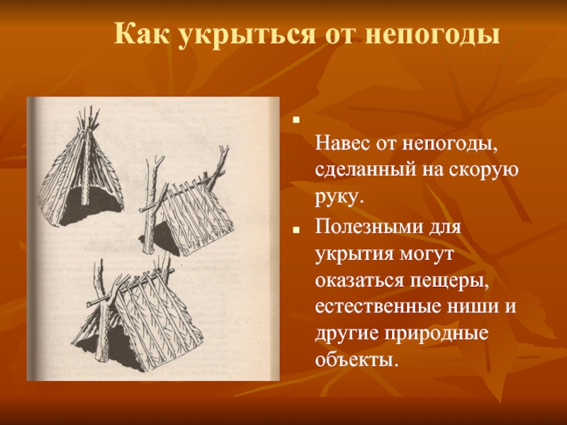 Тема проекта как укрыться от непогоды группы используя свой опыт а также информацию из интернета