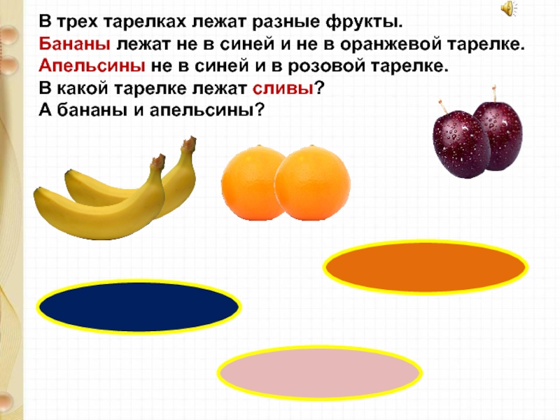 На тарелке лежат красные. В трех тарелках лежат разные фрукты. В трех тарелках лежат разные фрукты бананы лежат не в синей. Фрукты разные лежат. Фрукты лежат в тарелке.