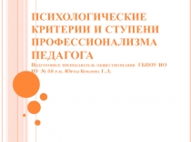 Психологические критерии и ступени профессионализма педагога