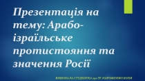 Презентація на тему: Арабо-ізраїльське протистояння та значення Росії
