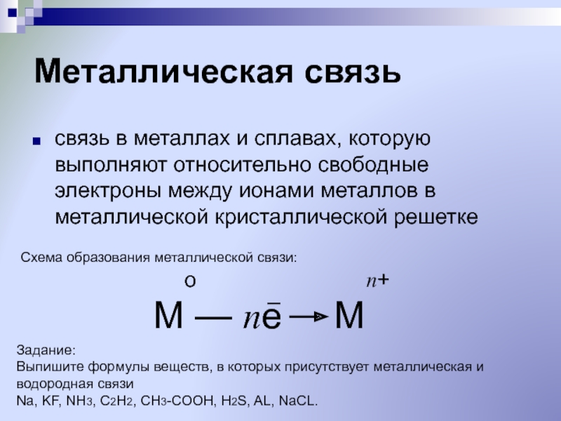 Схема образования металлической связи zn