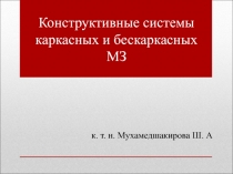 Конструктивные системы каркасных и бескаркасных МЗ