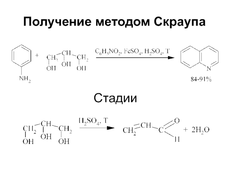 Получение 20. Хинолин метод синтеза Скраупа. Синтез хинолина по метода Скраупа. Механизм синтеза хинолина по Скраупу. Синтез 8-гидроксихинолина по Скраупу.