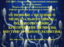 ОСНОВНЫЕ СВЕДЕНИЯ О МЕНСТРУАЛЬНОМ ЦИКЛЕ