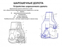 ШАРОШЕЧНЫЕ ДОЛОТА
Устройство шарошечного долота
Шарошечное долото включает в