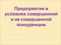 Предприятие в условиях совершенной и не совершенной конкуренции