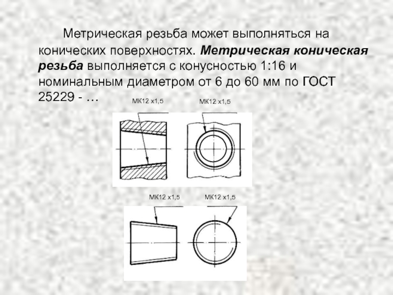 Чертеж конусной резьбы