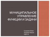 Муниципальное управление функции и задачи