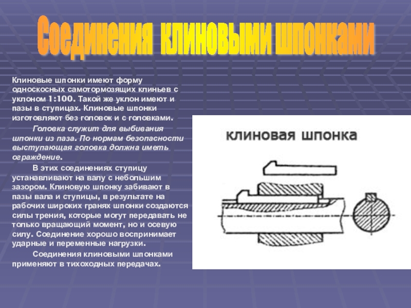 Чертеж соединение клиновой шпонкой