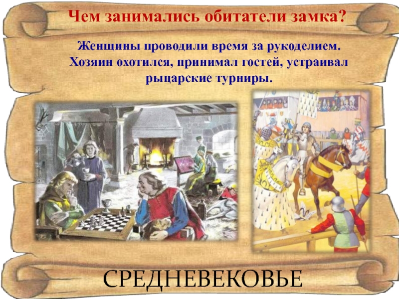 Время средневековья. Средневековье презентация. Чем занимались обитатели замка. Чем не занимались обитатели замка. Тема средние века.