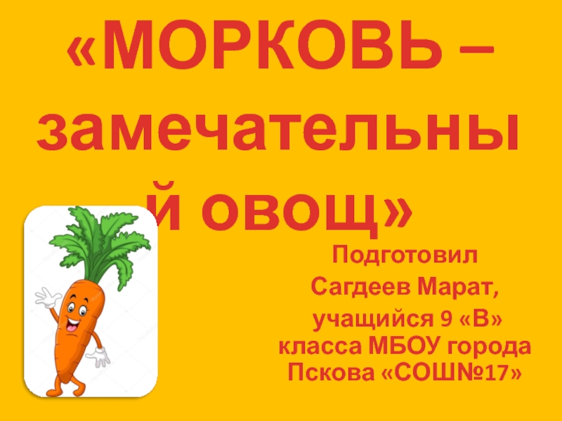 Морковь - замечательный овощ 9 класс