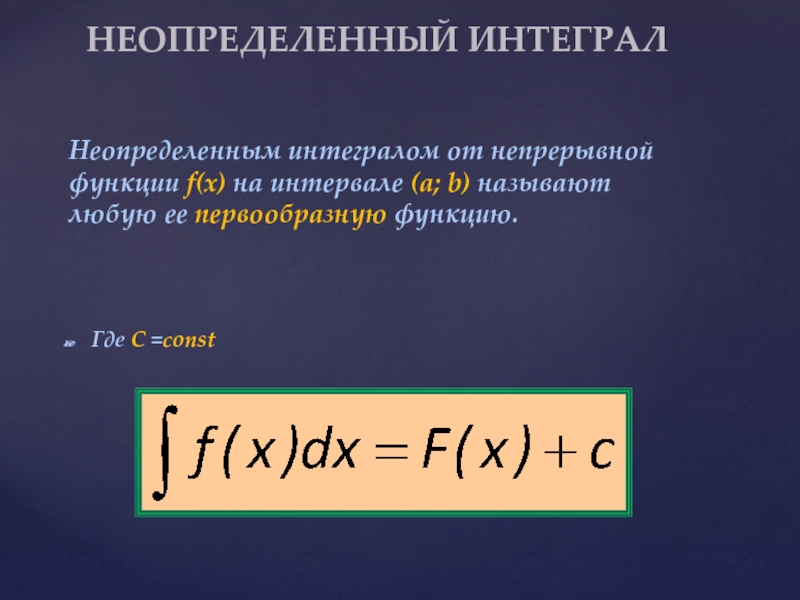 Неопределенный интеграл функции f x
