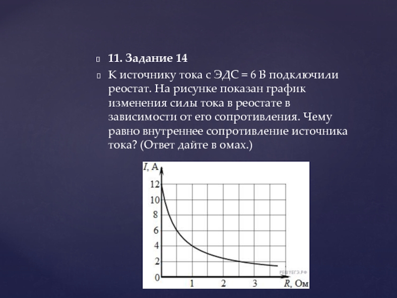 К источнику тока с внутренним сопротивлением 5 ом подключили реостат на рисунке показан график