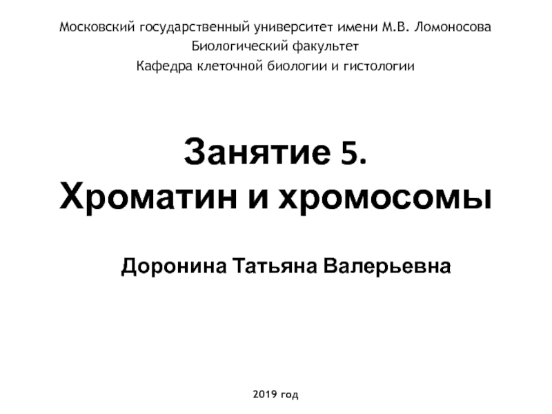 Презентация Занятие 5. Хроматин и хромосомы