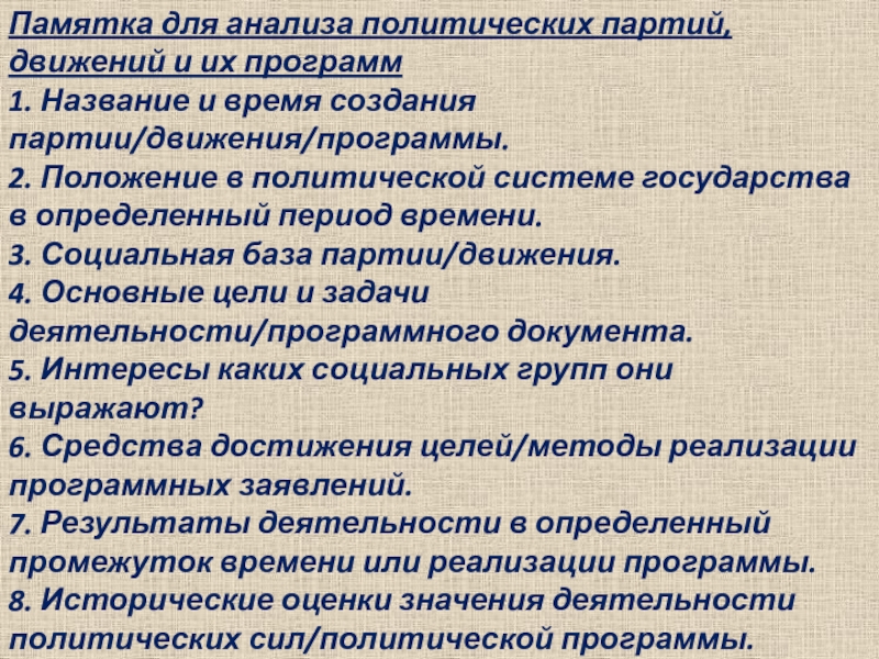 Условия регистрации политической партии