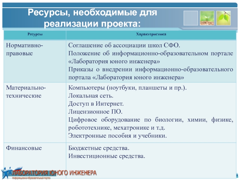 Ресурсы проекта доклад