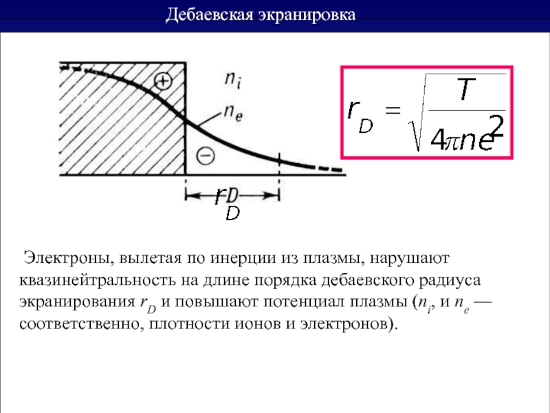 Длиной порядка. Квазинейтральность плазмы. Дебаевский радиус экранирования. Дебаевский радиус в плазме. Экранирование электронов.