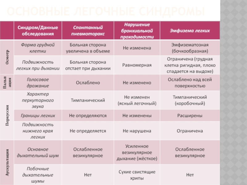 Бронхолегочные синдромы пропедевтика презентация