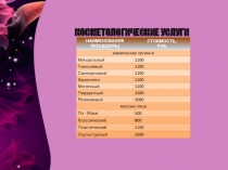 КОСМЕТОЛОГИЧЕСКИЕ УСЛУГИ