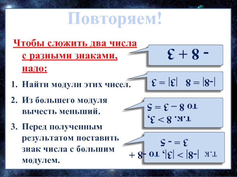 Числа с разными знаками