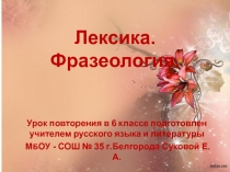 Лексика. Фразеология