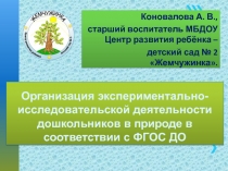 Организация экспериментально-исследовательской деятельности дошкольников в природе в соответствии с ФГОС ДО