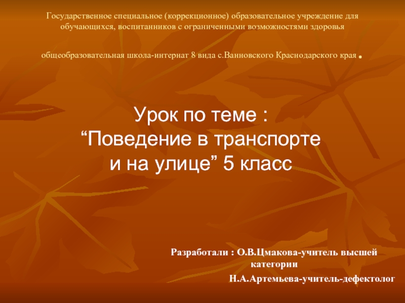 Презентация Поведение в транспорте и на улице