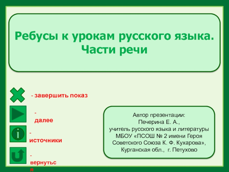 Ребусы к урокам русского языка. Части речи