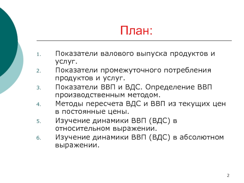 Сложный план макроэкономические показатели