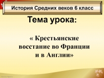 Крестьянские восстания во Франции и в Англии 6 класс