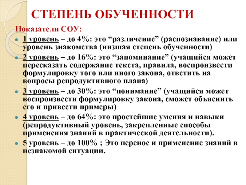 Уровень обученности