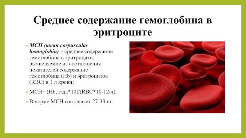 Увеличение содержания гемоглобина в эритроците. Увеличение содержания гемоглобина в эритроците