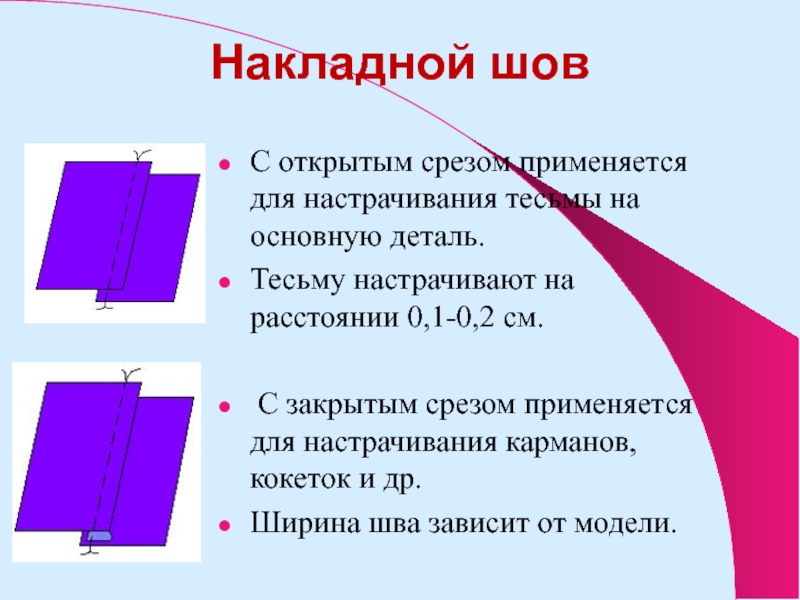 Накладной шов с закрытым срезом фото