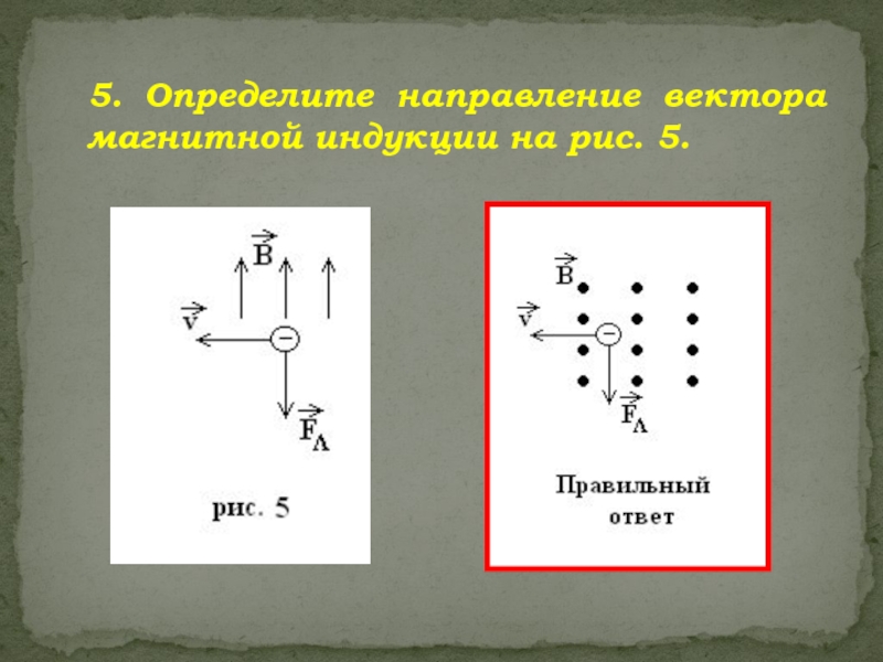 На рисунке указано направление тока и направление вектора индукции магнитного поля определите на