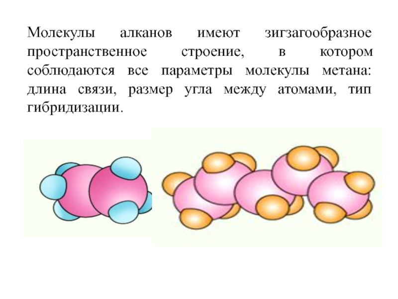 Зигзагообразное строение в пространстве молекул. Метан имеет зигзагообразное строение. Зигзагообразное строение бутана.