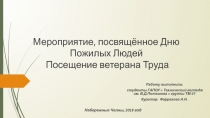 Мероприятие, посвящённое Дню Пожилых Людей Посещение ветерана Труда