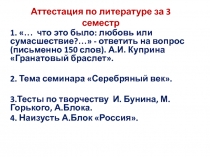 Аттестация по литературе за 3 семестр